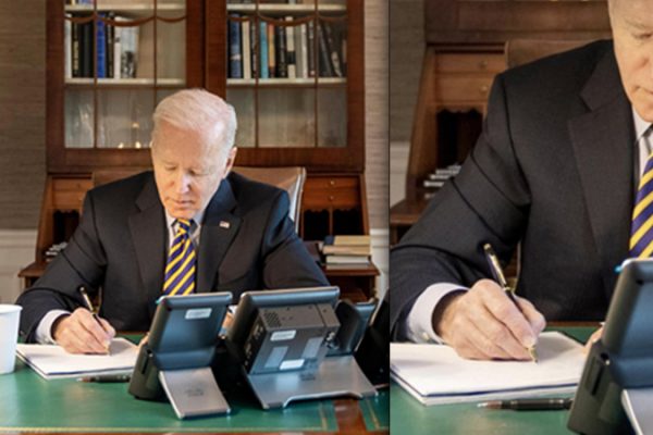Propaganda: Marionettenpräsident Biden veröffentlicht ein Foto, auf dem er ein leeres Blatt Papier unterschreibt Propaganda: Marionettenpräsident Biden veröffentlicht ein Foto, auf dem er ein leeres Blatt Papier unterschreibt