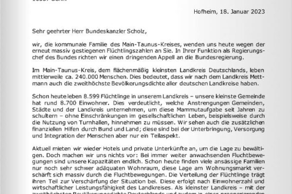Bürgermeister und Landräte schicken Brandbrief an Scholz: „Begrenzen Sie den Zustrom an Flüchtlingen!“